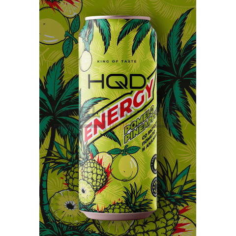 Напиток безалкогольный тонизирующий энергетический " HQD ENERGY POMELO PINEAPPLE" помело ананас 0,45 мл