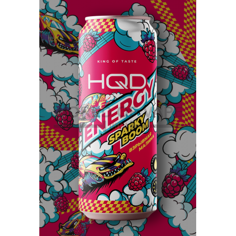 Напиток безалкогольный тонизирующий энергетический " HQD ENERGY SPARKY BOOM" взрывная малина 0,45 мл