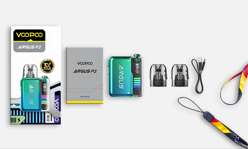 Комплект VOOPOO ARGUS P2 с картриджами, кабелем и шнурком