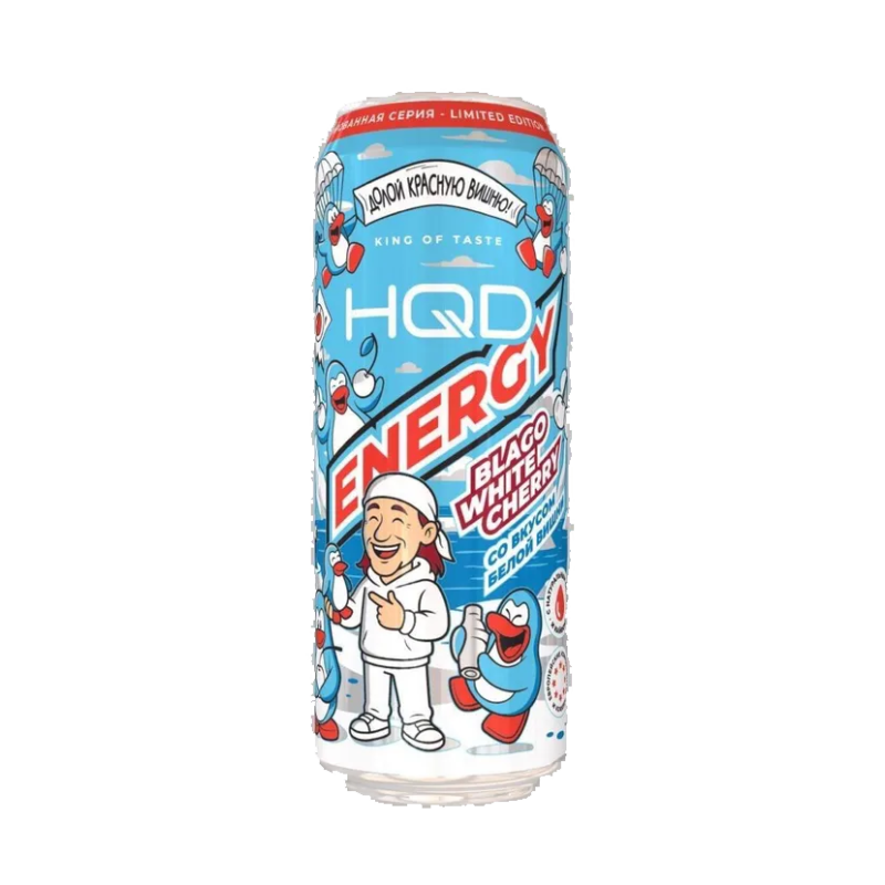 Напиток безалкогольный тонизирующий энергетический "HQD ENERGY BLAGO WHITE CHERRY" белая вишня 0,45 л